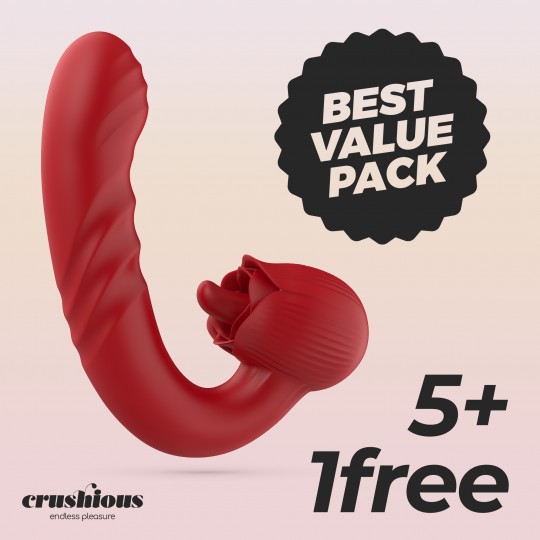 PACK 5 + 1 GRATUITO VIBRADOR ROSA CON IMPULSO OSIRIA CRUSHIOUS