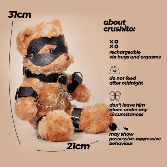 URSO DE PELÚCIA BONDAGE CRUSHITO PRETO 32CM CRUSHIOUS