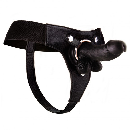 STRAP-ON REALISTA DE COURO OUCH! 6 POLEGADAS PRETO