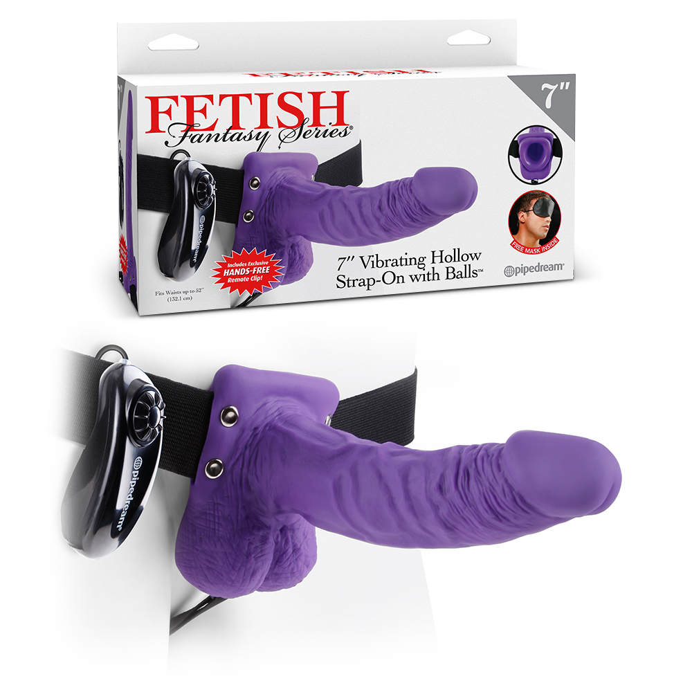 STRAP-ON OCO COM VIBRAÇÃO E TESTÍCULOS 7&quot; FETISH FANTASY SERIES ROXO