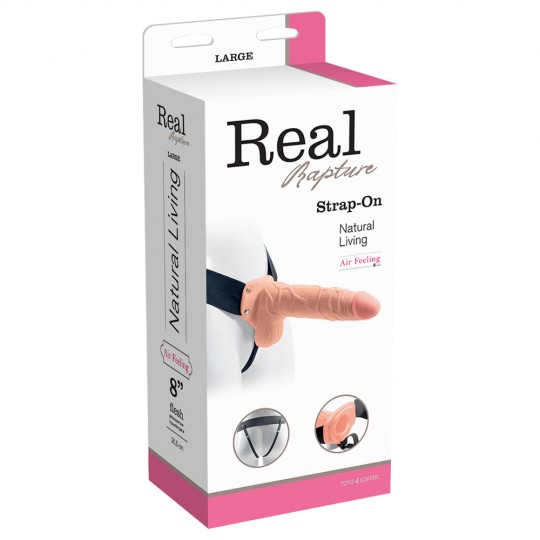 STRAP-ON OCO COM TESTÍCULOS REAL RAPTURE AIR FEELING 8&quot; BRANCO