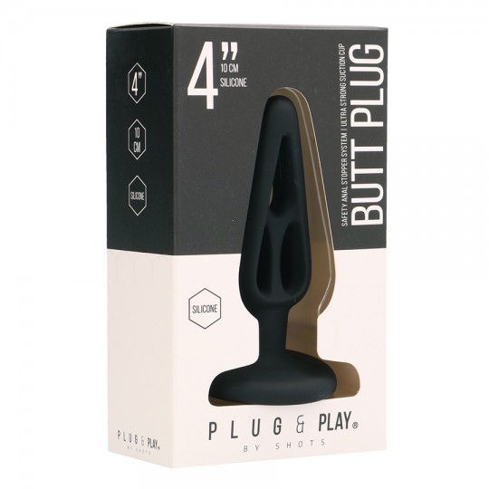 PLUG &amp; PLAY 4” SILICONE BUTT PLUG BLACK