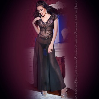 GOWN AND THONG CR-4167 BLACK