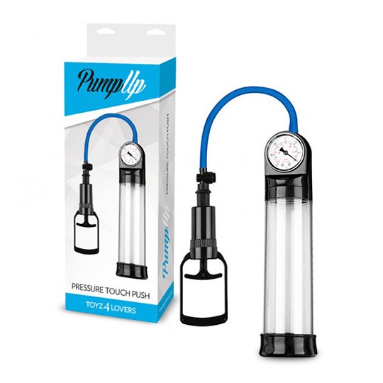 PRESSURE TOUCH PUSH PENIS PUMP WITH GAUGE CLEAR