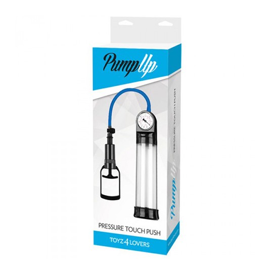 PRESSURE TOUCH PUSH PENIS PUMP WITH GAUGE CLEAR