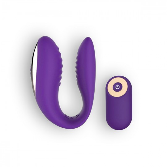 VIBRADOR RECARGABLE PARA PAREJA CON MANDO MORADO TOYZ4LOVERS