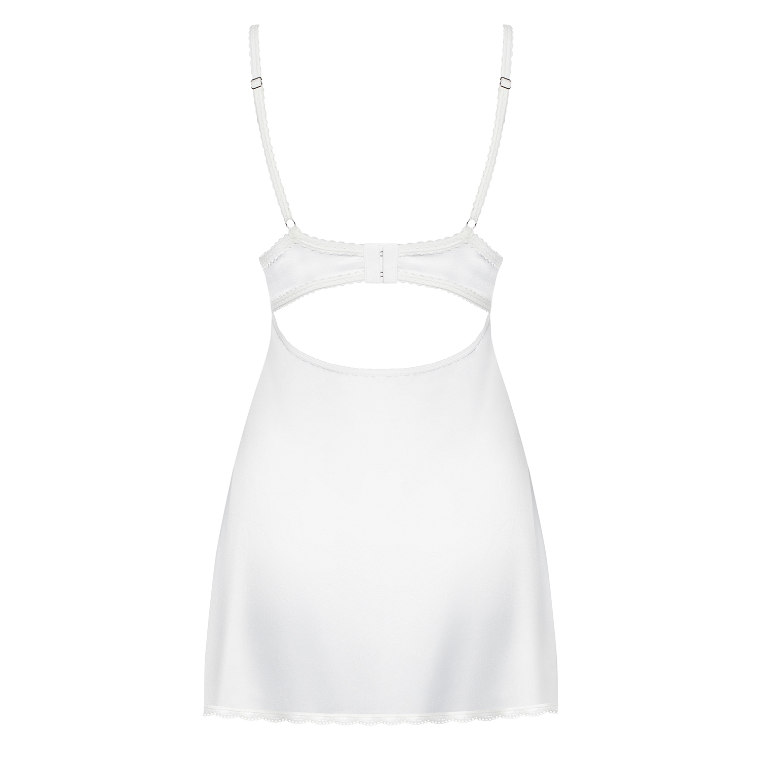 OBSESSIVE 871-CHE CHEMISE AND THONG WHITE