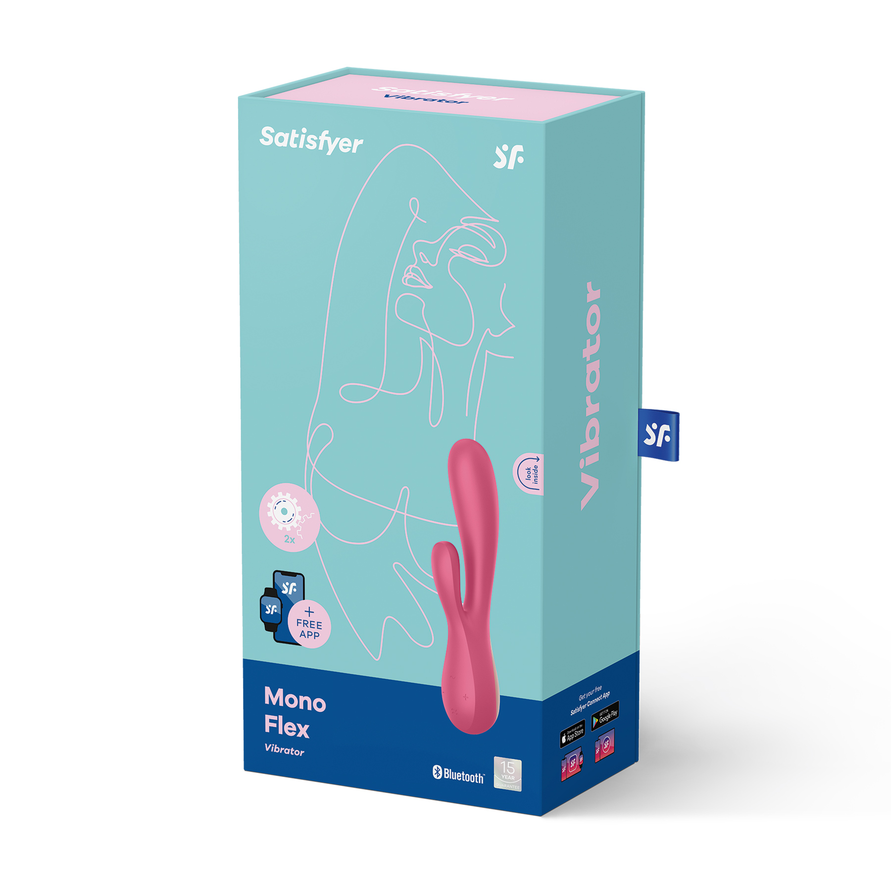 SATISFYER MONO FLEX VIBRATOR WITH APP AND BLUETOOTH RED