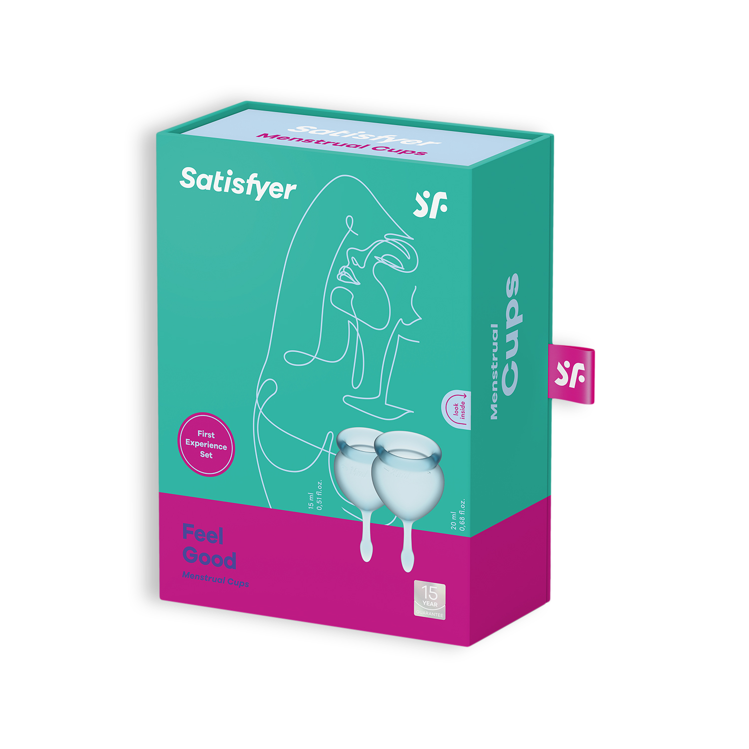 CONJUNTO DE 2 COPOS MENSTRUAIS FEEL GOOD SATISFYER AZUL CLARO