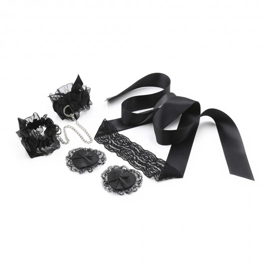 PACK DE 24 CONJUNTO DE RENDA PRETA LACE ME UP CRUSHIOUS