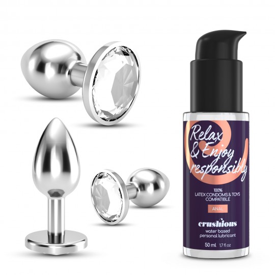 ANAL WET TRAIN LUBRICANTE +  TRIO BIJOU TRANSPARENTE CRUSHIOUS CON BOLSAS INDIVIDUALES GRATIS