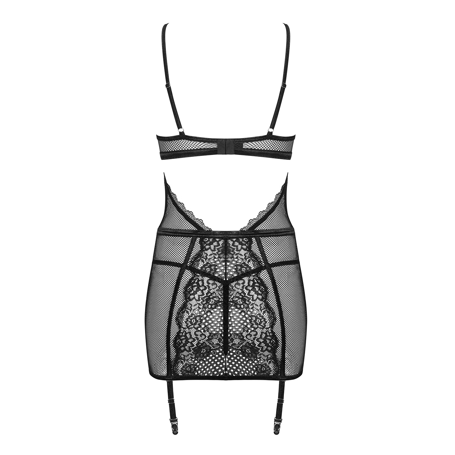 OBSESSIVE BASITTA CHEMISE AND THONG BLACK