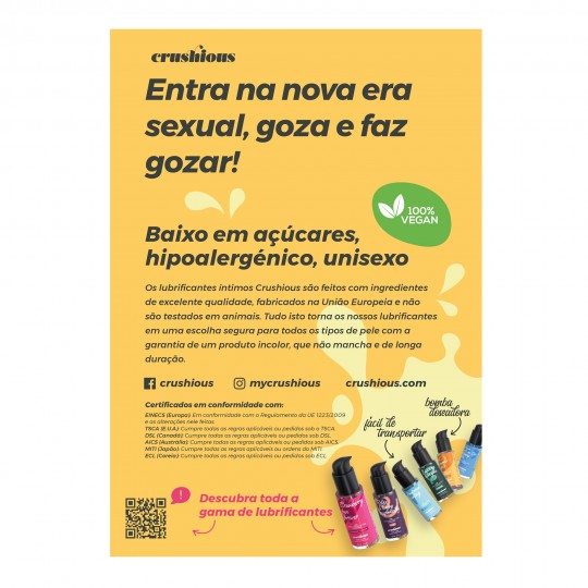 EXPOSITEUR ROTATIF CRUSHIOUS AVEC FLYER DE PRÉSENTATION LUBRIFIANTS PORTUGAIS