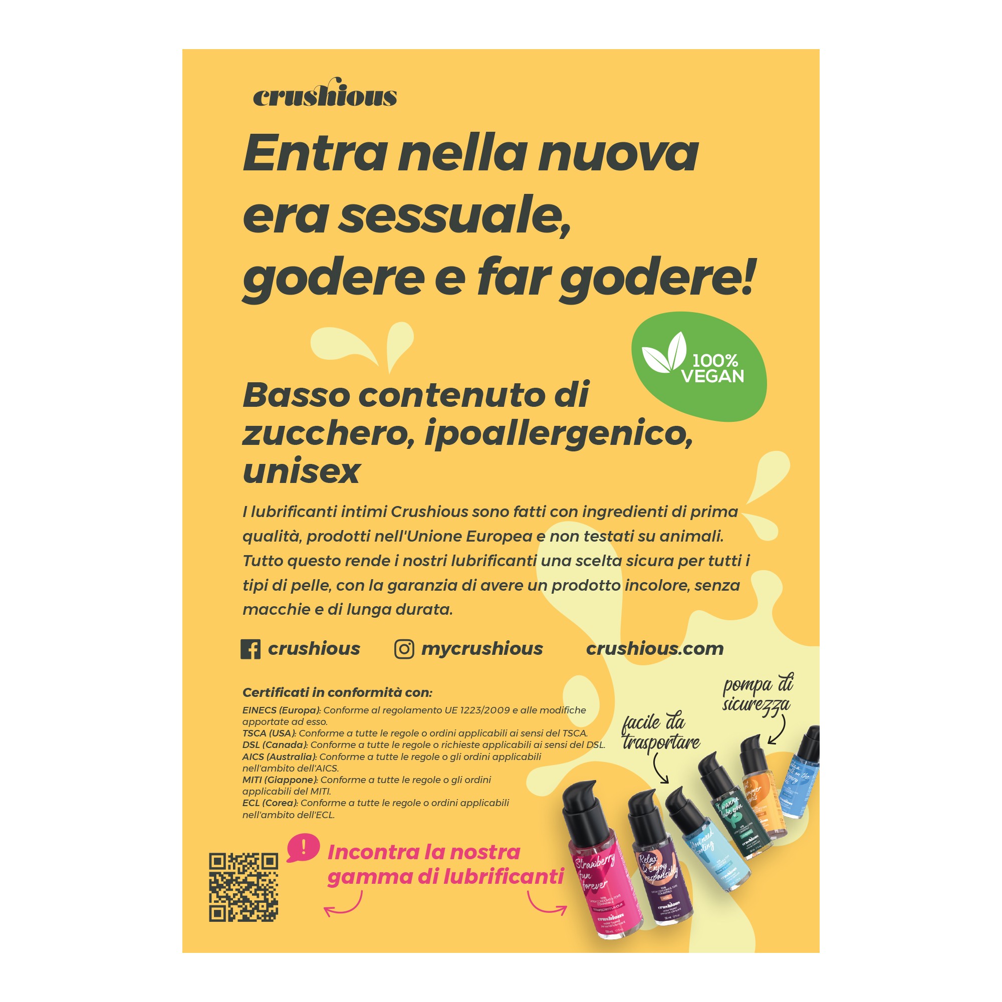 EXPOSITOR ROTATIVO CRUSHIOUS CON FOLLETO DE PRESENTACIÓN DE LUBRICANTES EN ITALIANO