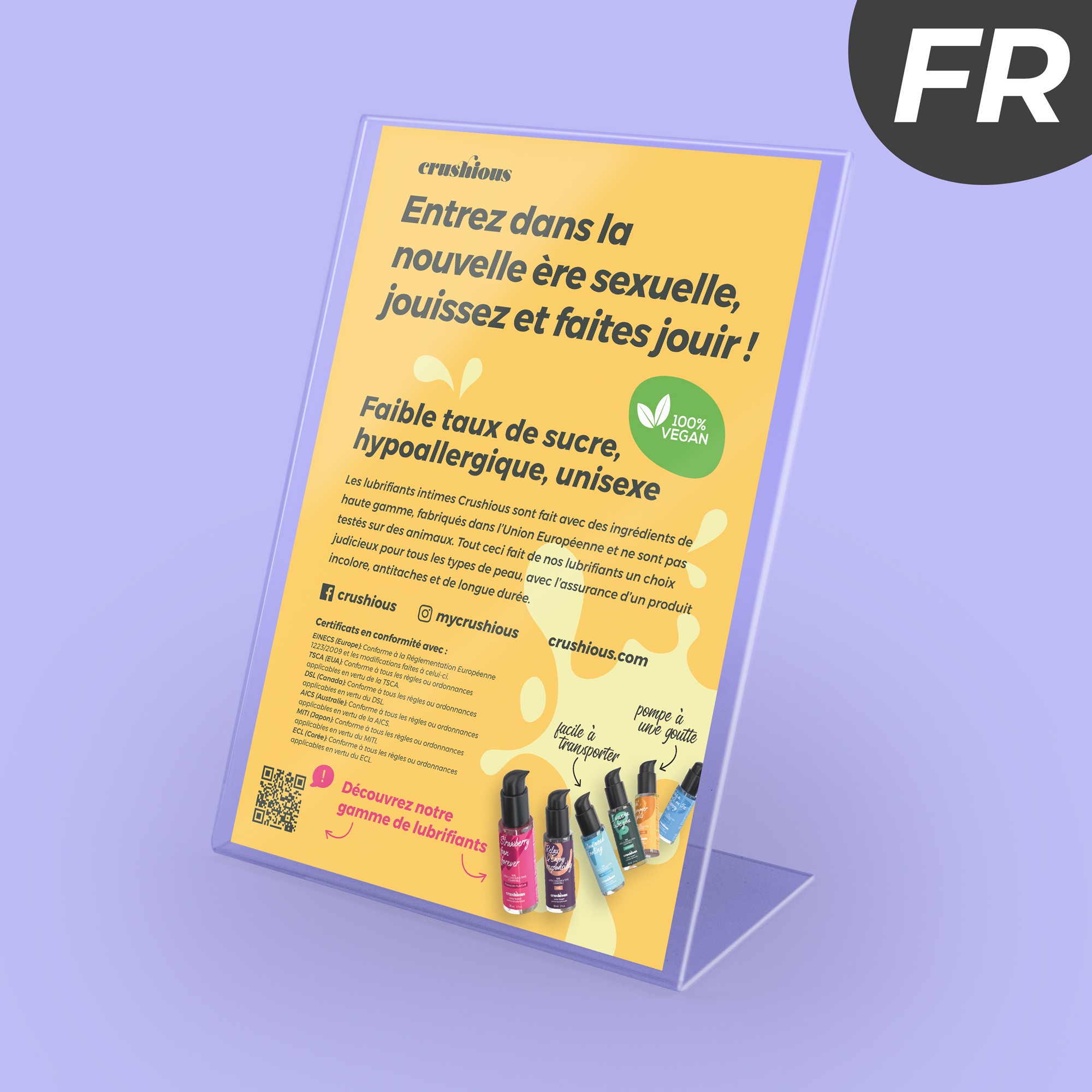 EXPOSITOR ACRÍLICO CON FOLLETO LUBRICANTES CRUSHIOUS A5 FR