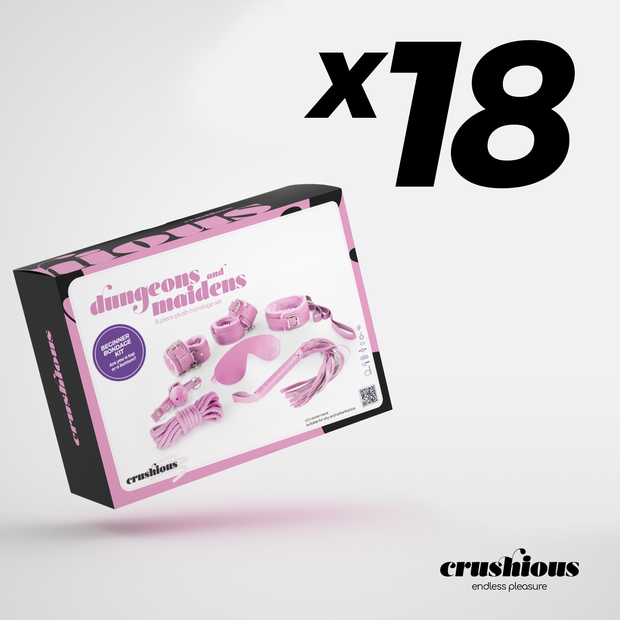 PACK DE 18 KIT BDSM DUNGEONS &amp; MAIDENS ROSA CRUSHIOUS