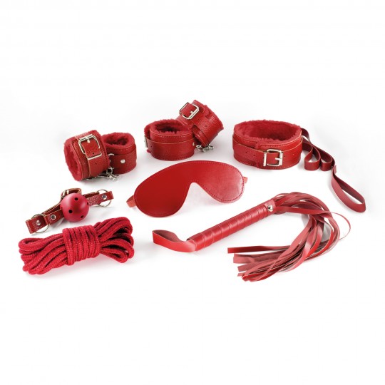 PACK DE 18 ENSEMBLE BDSM DUNGEONS &amp; MAIDENS ROUGE CRUSHIOUS