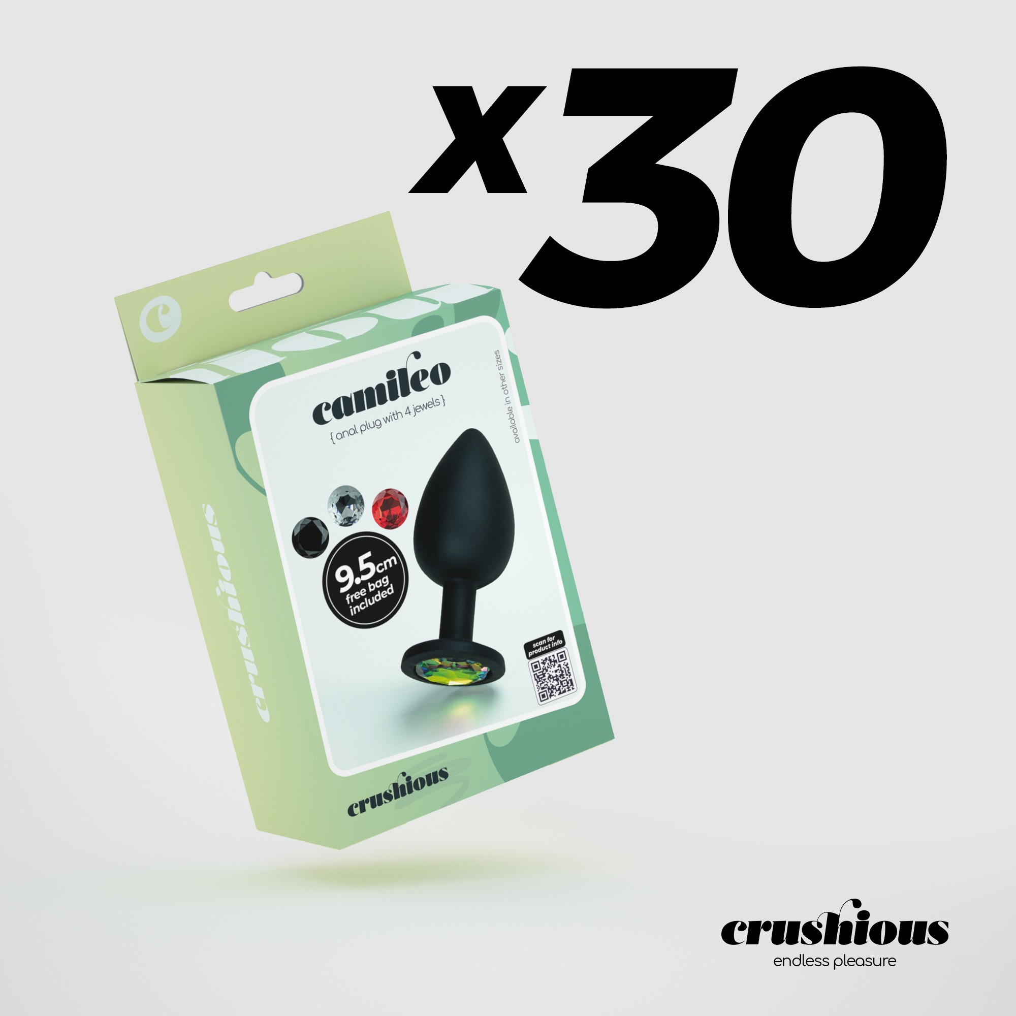 CONFEZIONE DA 30 CAMILEO PLUG ANALE GRANDE CON 4 GIOIELLI INTERCAMBIABILI CRUSHIOUS