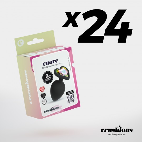 PACK DE 24 CUORE MOYEN PLUG ANAL AVEC 4 BIJOUX INTERCHANGEABLES CRUSHIOUS