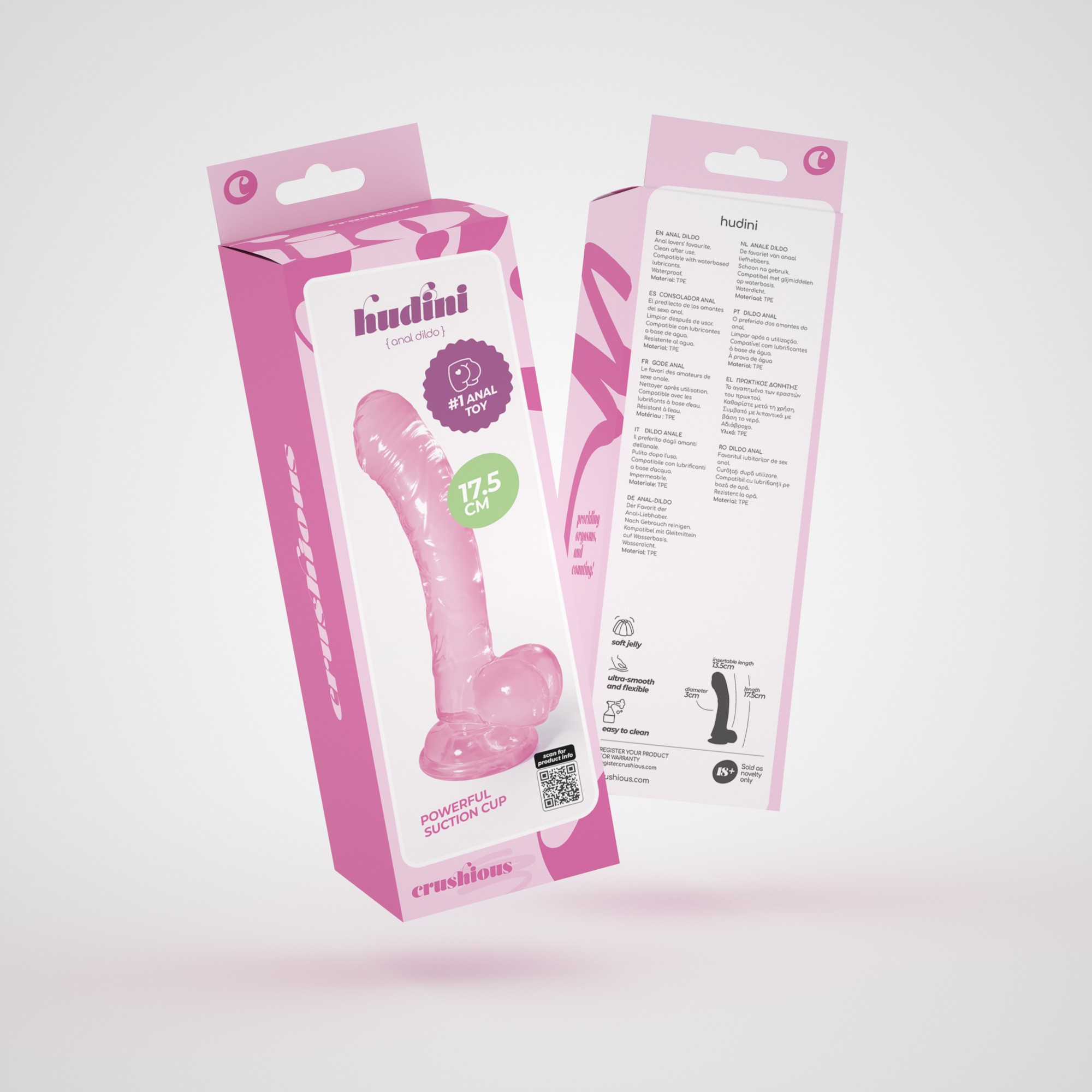 PACK DE 32 HUDINI DILDO ANAL JELLY ROSA CRUSHIOUS