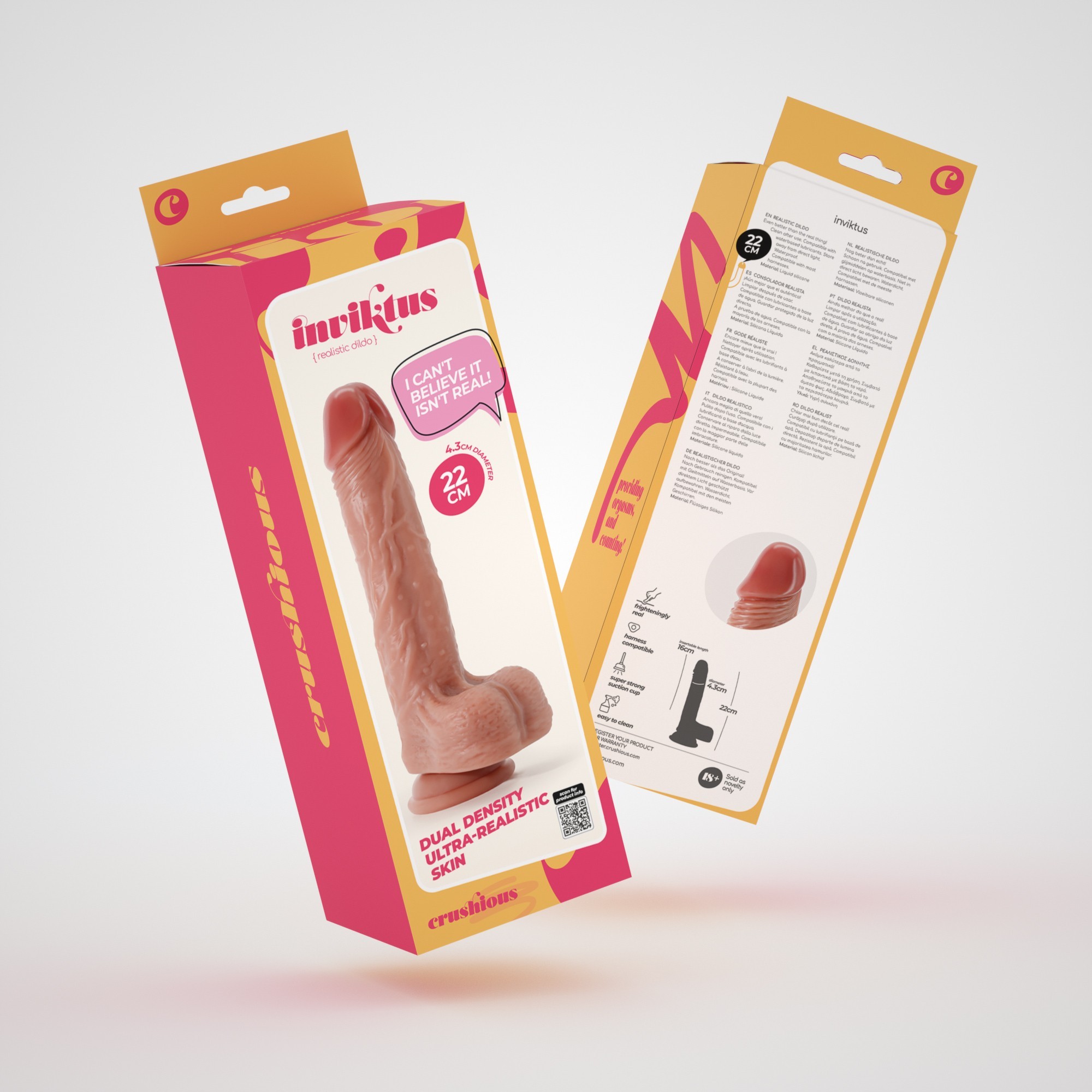 CONFEZIONE DA 16 DILDO INVITIKTUS 8,5 IN SILICONE LIQUIDO CRUSHIOUS COLOR CARNE