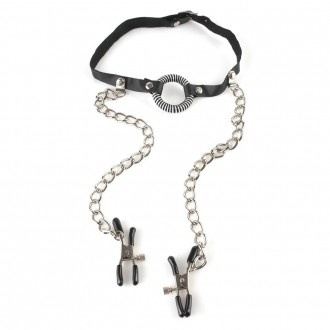 O-RING GAG WITH NIPPLE CLAMPS