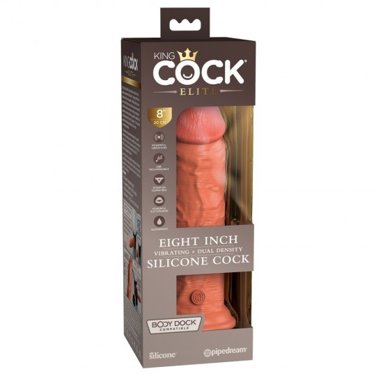 8&quot; VIBRATING + DUAL DENSITY SILICONE COCK