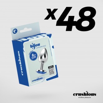 CONFEZIONE DA 48 CRUSHIOUS MEDIO BLU BIJOU GIOIELLI ANAL PLUG CON TRASPORTO VELLUTATO POUCH