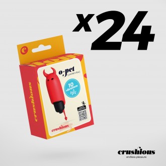 PACK DE 24 O-PET DIABLE AVEC BALLE À 10 VIBRATIONS ROUGE CRUSHIOUS