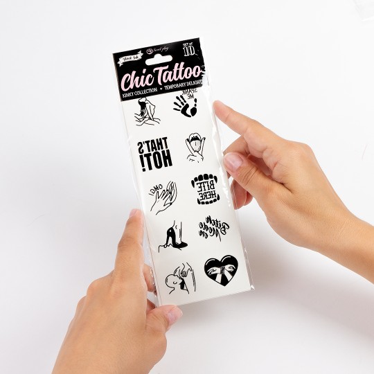 SECRET PLAY CHIC TATTOO SET OF 10 TEMPORARY TATTOOS - KINKY COLLECTION