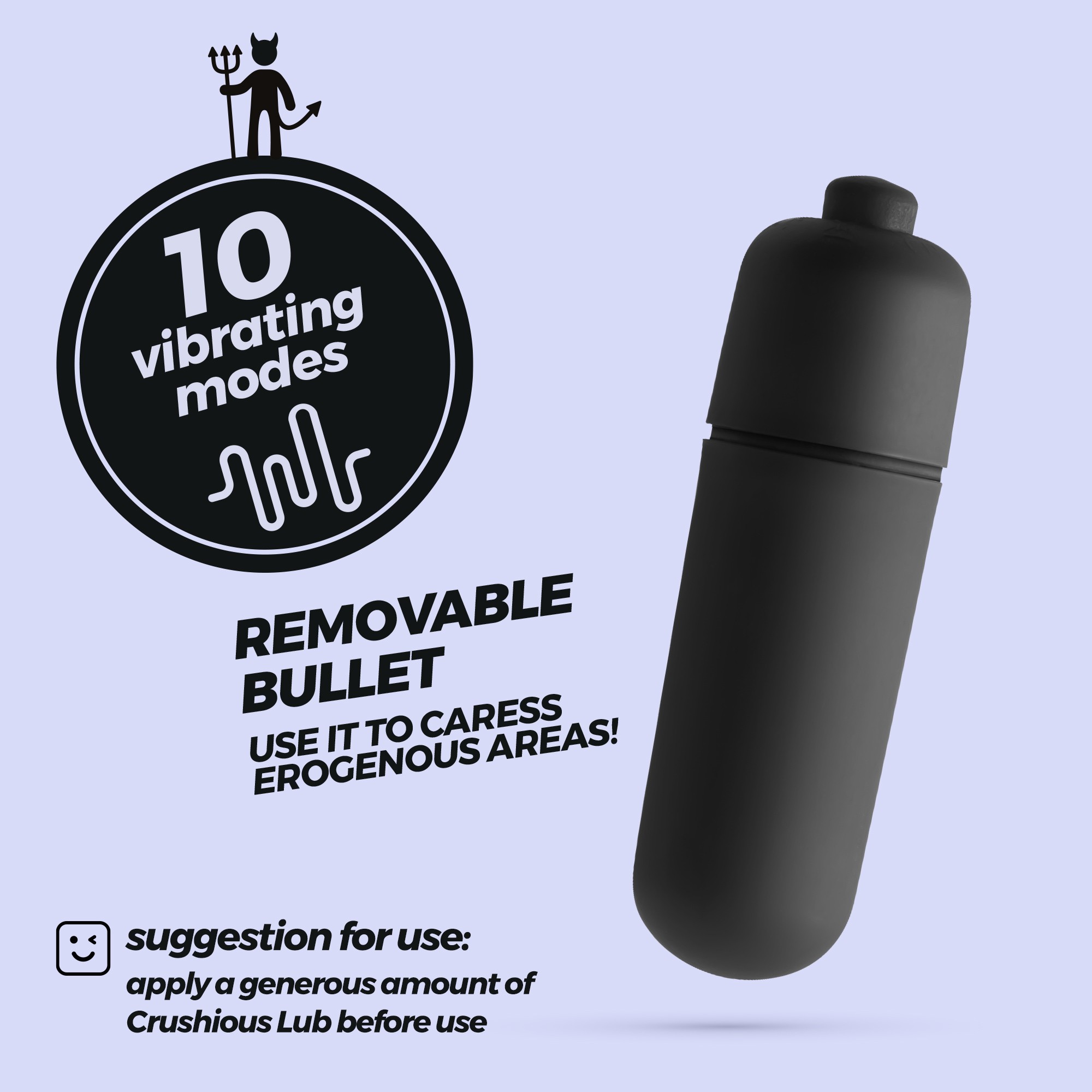 CRUSHIOUS O-PET DEVIL WITH 10 VIBRATION BULLET BLACK