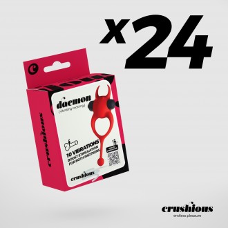 PACK DE 24 DAEMON ANILLO DE PENE CON VIBRACIÓN ROJO CRUSHIOUS