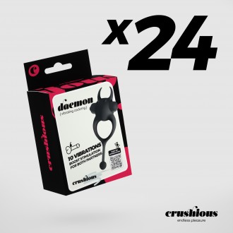 PACK OF 24 CRUSHIOUS DAEMON VIBRATING COCKRING BLACK