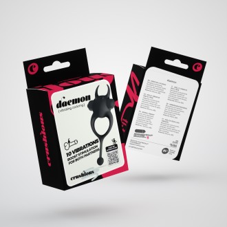 PACK OF 24 CRUSHIOUS DAEMON VIBRATING COCKRING BLACK