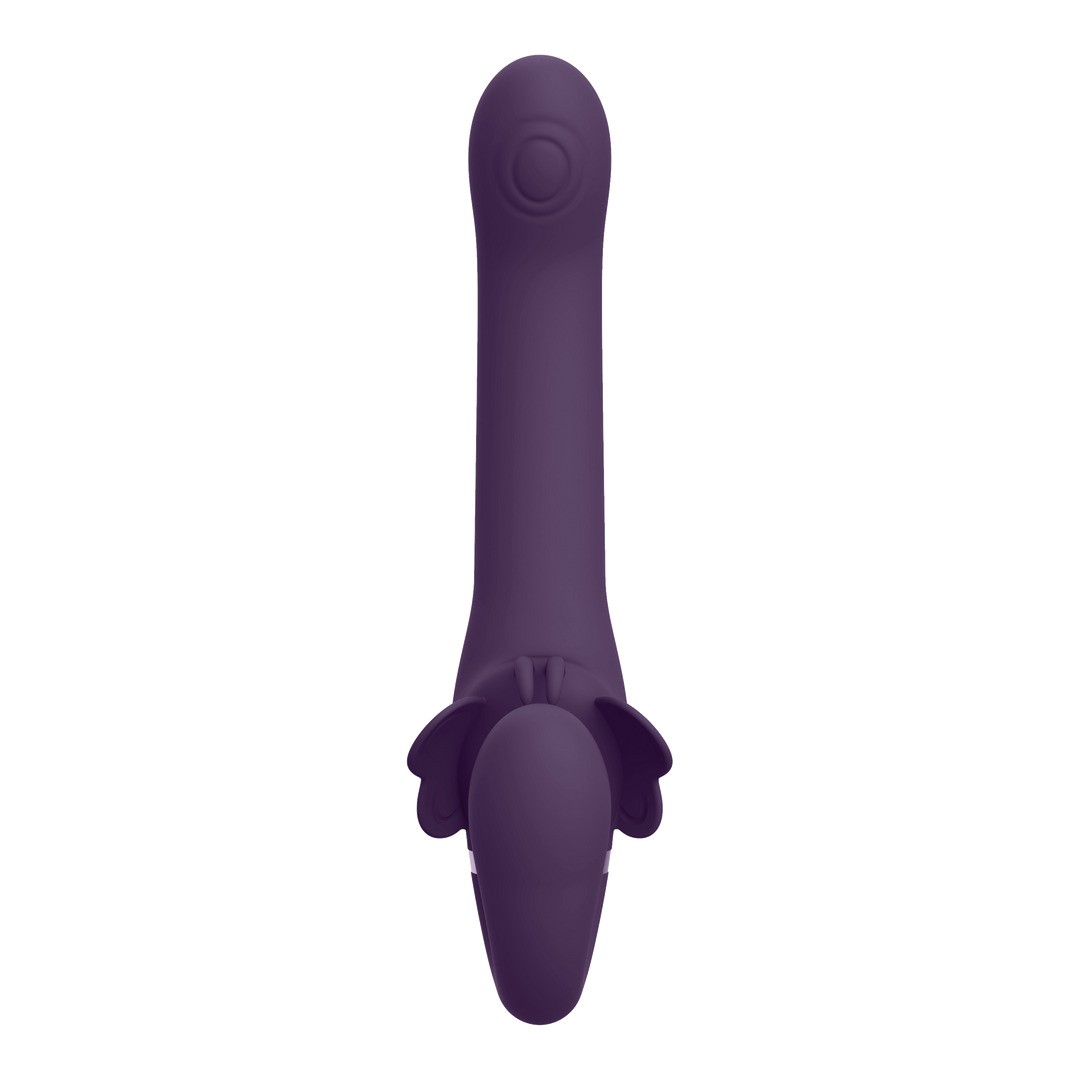 SATU - PULSE-WAVE AND VIBRATING STRAPLESS STRAPON - PURPLE