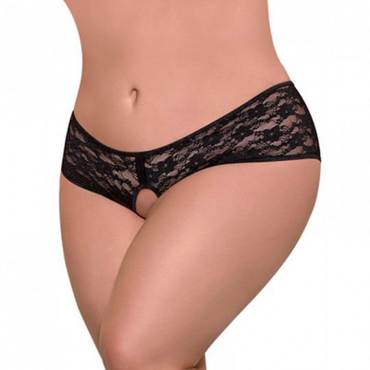 LACE SPLIT BACK BOY SHORT BLACK