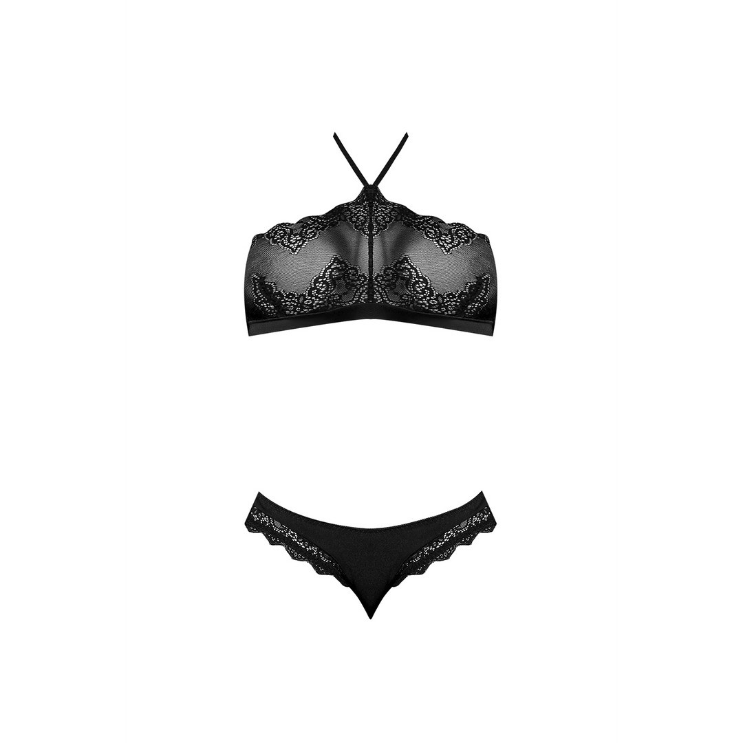 HALTER BANDEAUX AND PANTY SET - 2X - BLACK