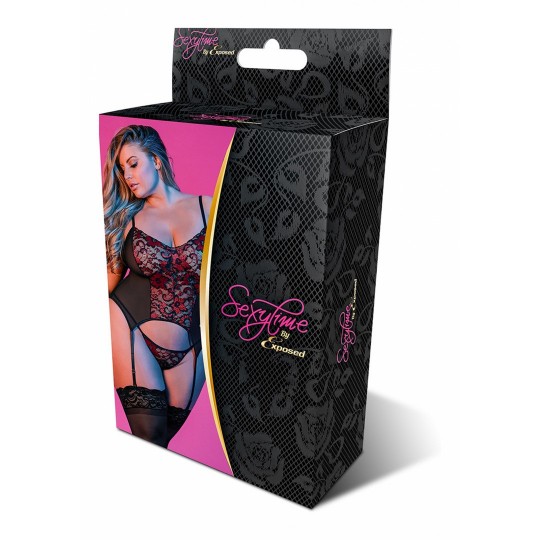 MERRY WIDOW AND G-STRING SET BLACK