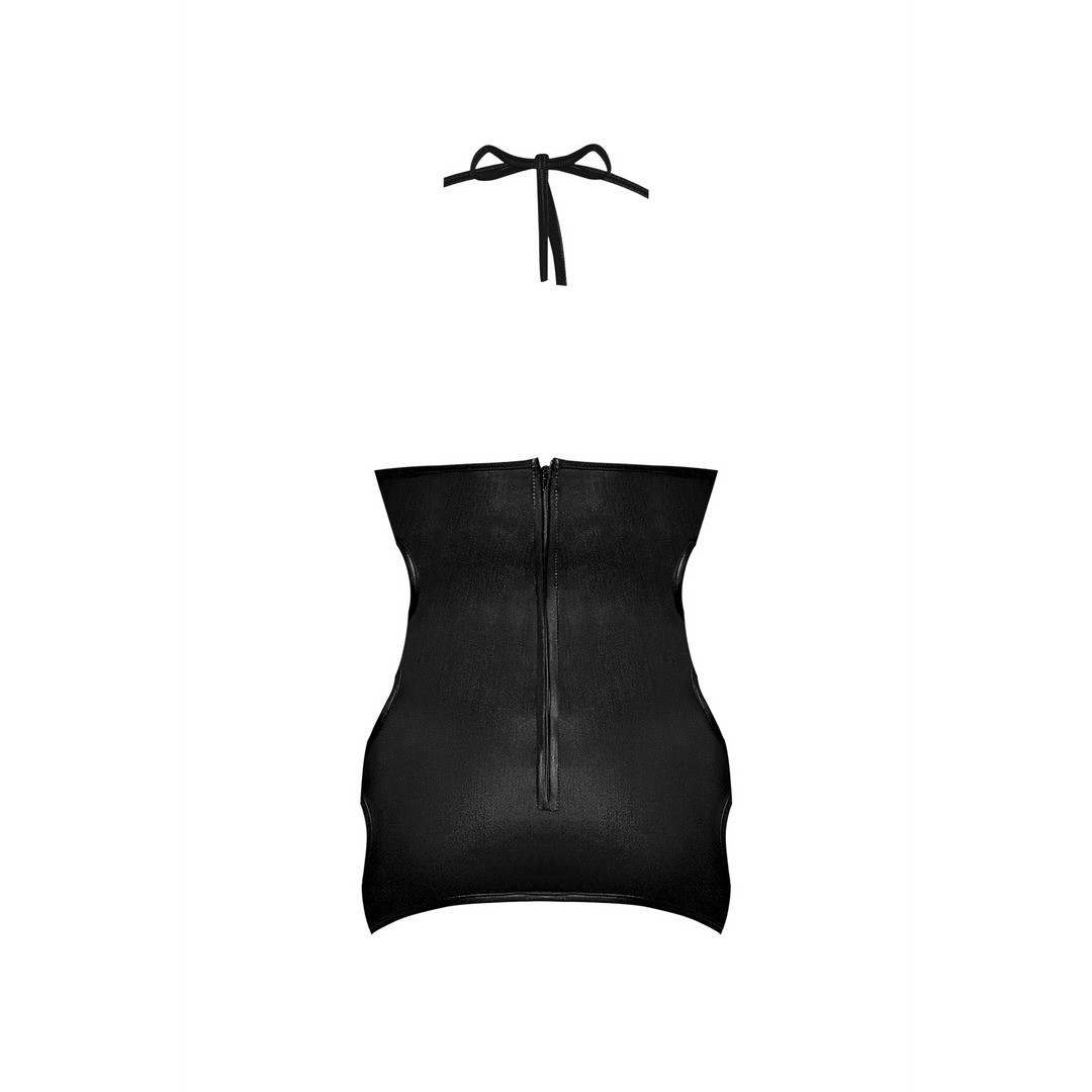 SELENE - SEXY FAUX LEATHER MINI DRESS WITH SIDE OPENINGS - L/XL