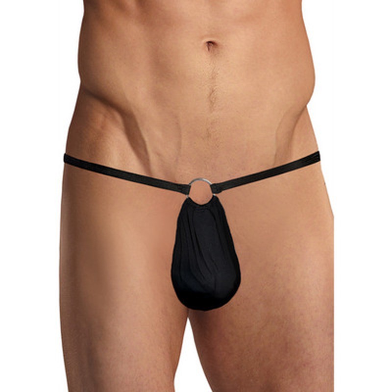 G-STRING WITH RING AT THE FRONT BLACK