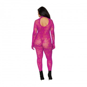 BODYSTOCKING WITH FINGER GLOVES DIAMOND - PLUS SIZE - AZALEA