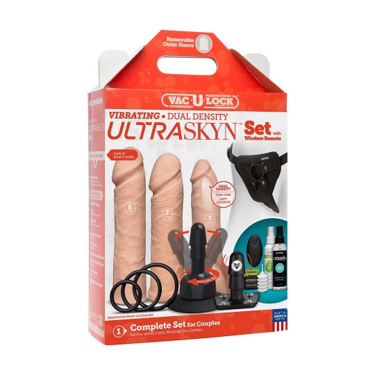 VIBRATING DUAL DENSITY ULTRASKYN TOYS SET + REMOTE CONTROL