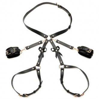 BONDAGE HARNESS WITH BOWS - BLACK