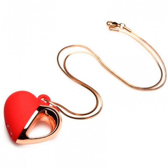 VIBRATING SILICONE HEART NECKLACE - RED