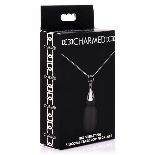 VIBRATING SILICONE TEARDROP NECKLACE - BLACK