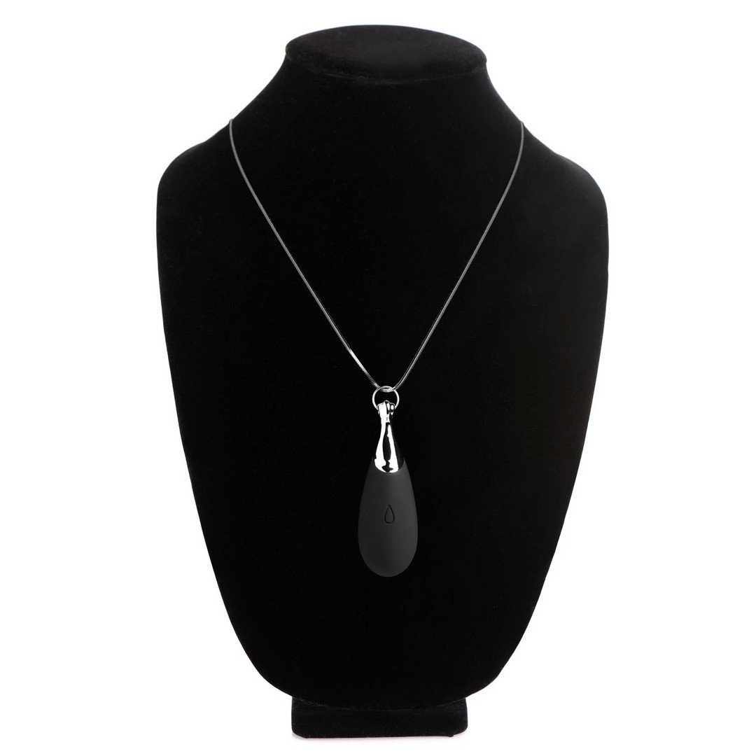 VIBRATING SILICONE TEARDROP NECKLACE - BLACK