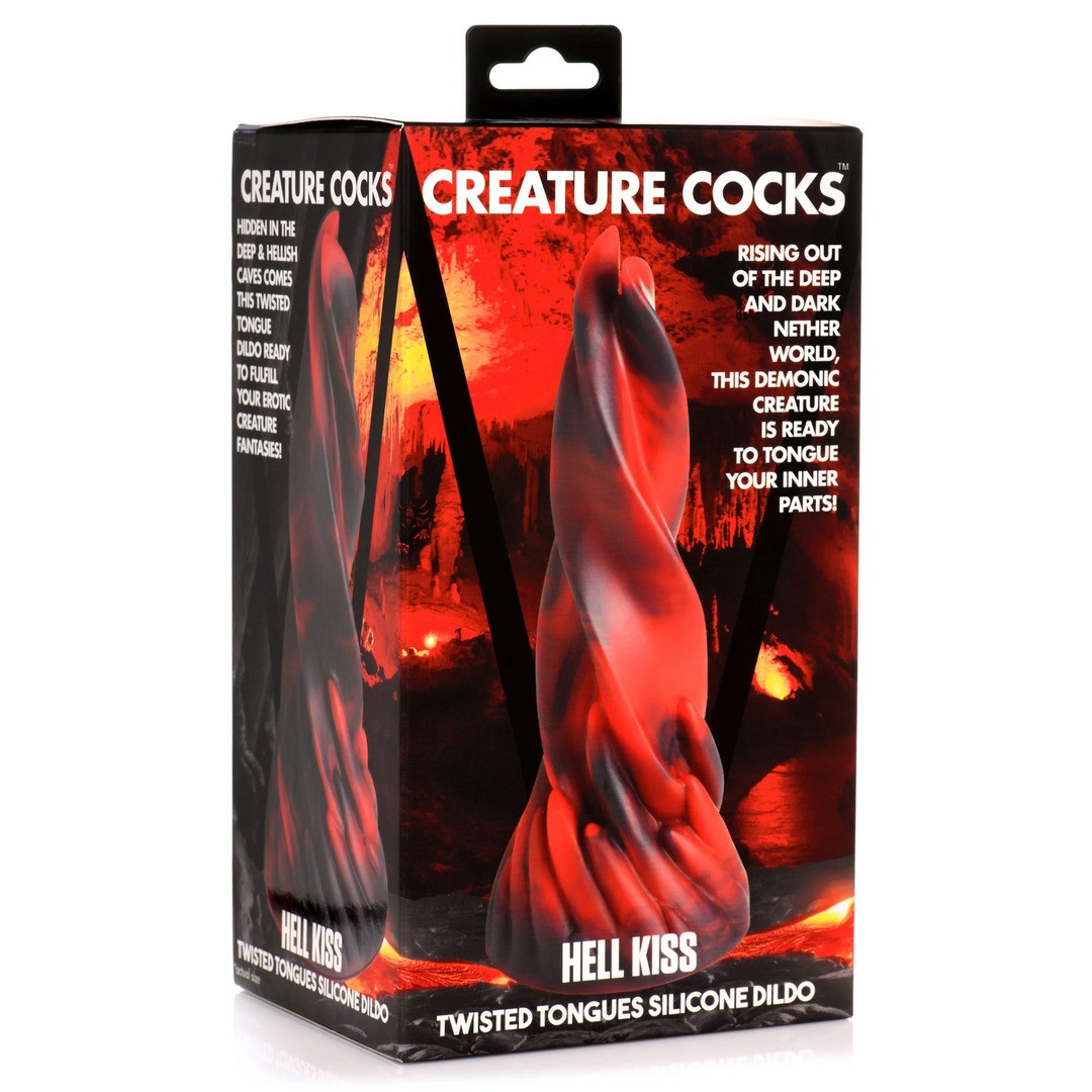 HELL KISS TWISTED TONGUES SILICONE DILDO - RED