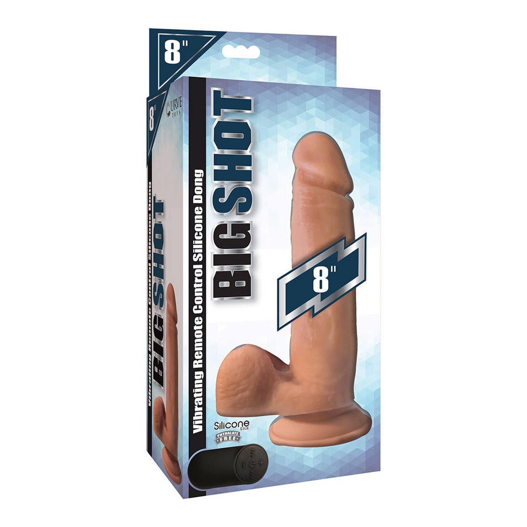 VIBRATING REMOTE CONTROL SILICONE DILDO WITH BALLS - 8 / 20,5 CM