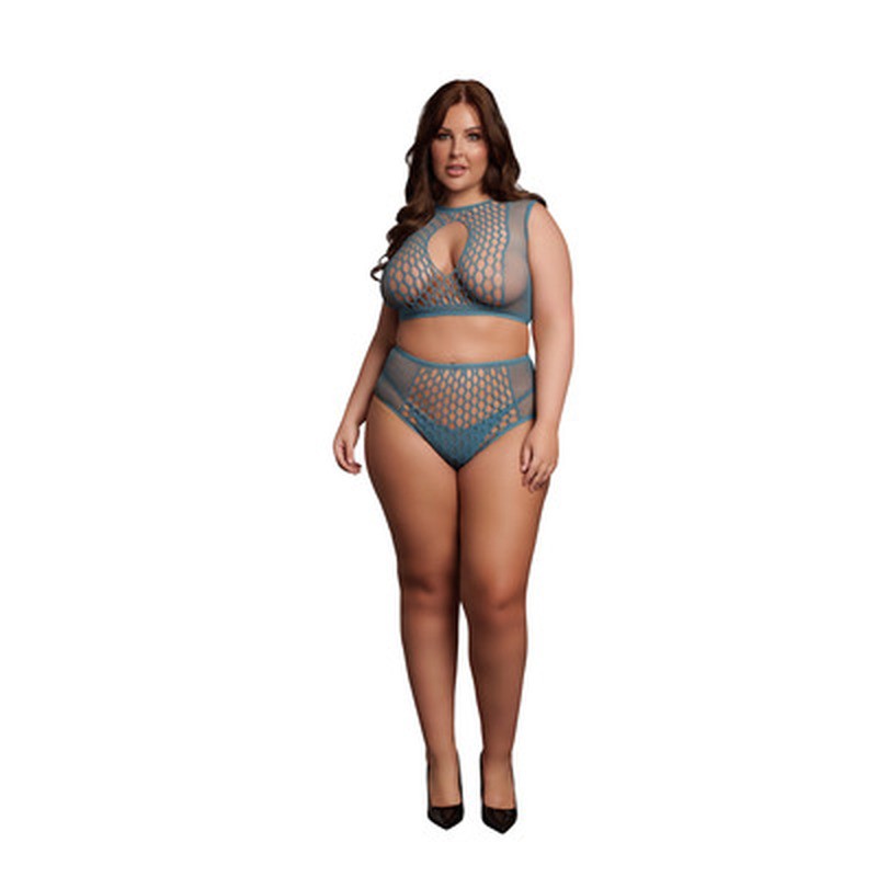 DUO NET KEY-HOLE BRA SET - QUEEN SIZE